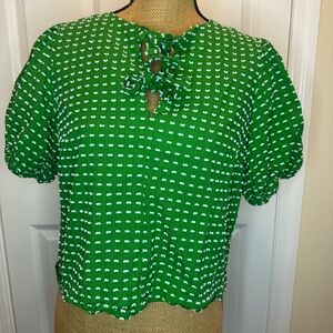 Kate Spade for Target Green Dot Bubble Sleeve Top size Small